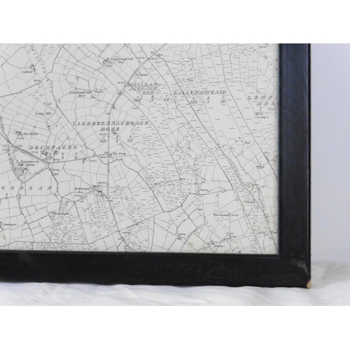 127 - A vintage framed map of the North Coast, Northern Ireland.55cmx93cm