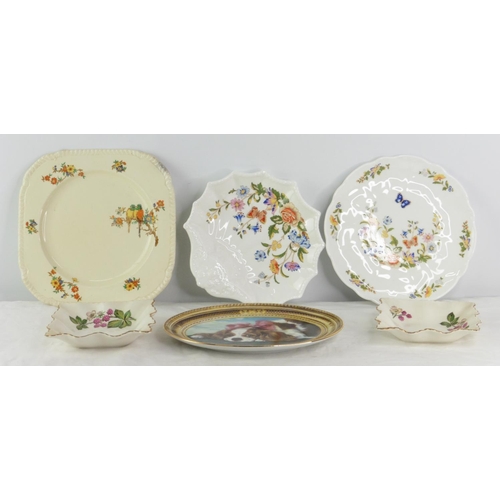 129 - Two Aynsley 'Cottage Garden' plates and more.