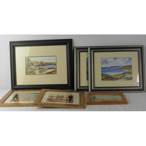 136 - Three Irish themed prints, a small framed Charles McAuley print and more.