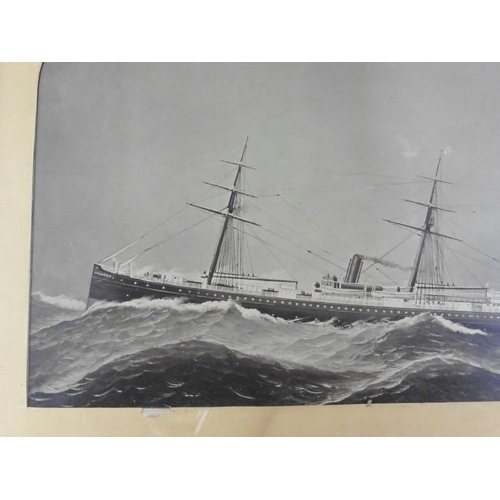 139 - An antique framed print of a ship. 61cm x93cm