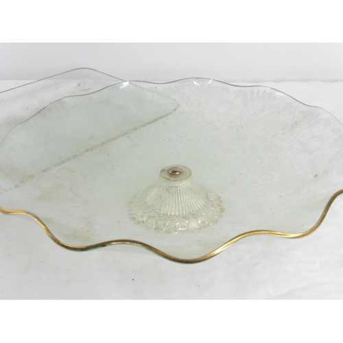 142 - A vintage sandwich tray and cake plate with lace design pattern.