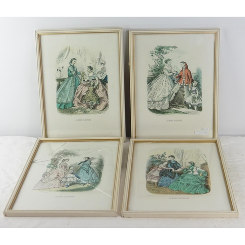 151 - A set of four vintage framed French prints (one a/f).