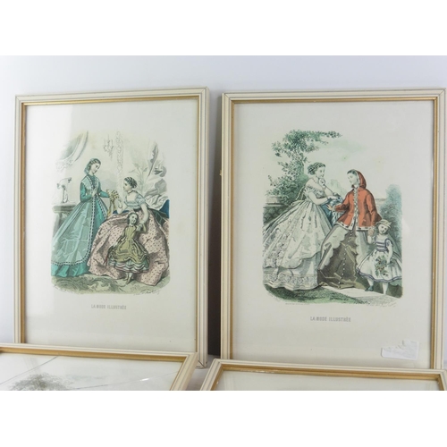 151 - A set of four vintage framed French prints (one a/f).