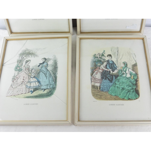 151 - A set of four vintage framed French prints (one a/f).