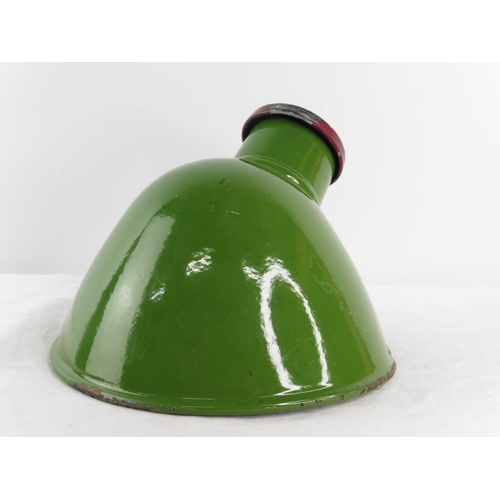 177 - A vintage industrial angled green enamel shade.