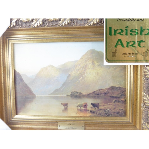 183 - A pair of new Irish Art pictures and two Derry pottery plates.