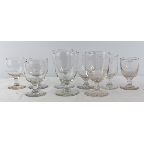 205 - A lot of nine antique rummer glasses.