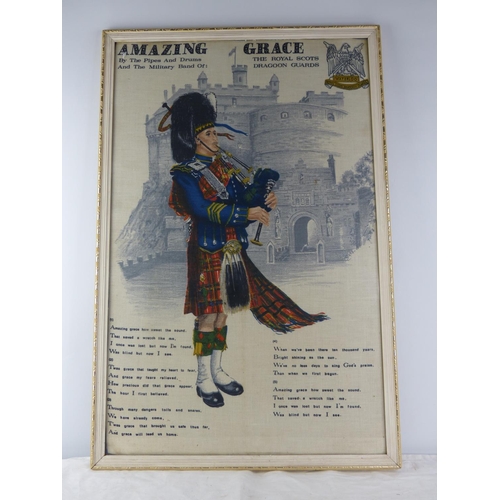 221 - A vintage framed tea towel titled 'Amazing Grace'75cm x 55cm