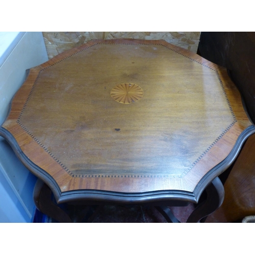 224 - An antique mahogany and inlay centre table.