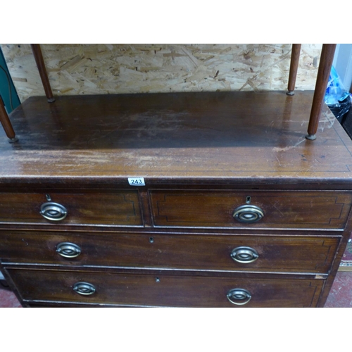 243 - A mahogany and inlay chest of five drawers.