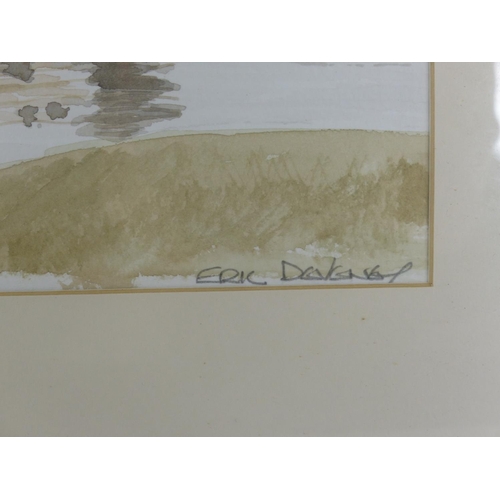 258 - A framed watercolour 'Eilean Donon Castle' signed Eric Deveney.