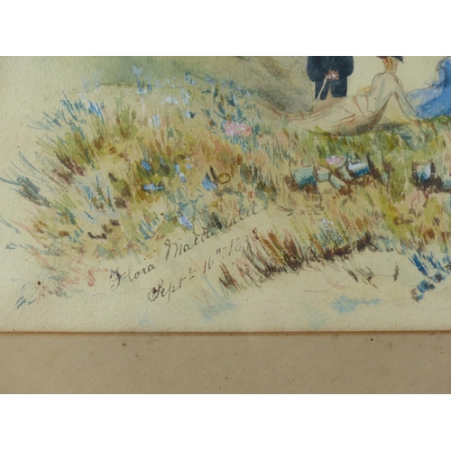 273 - An antique framed watercolour 'At the Seaside' signed Flora Macdonald 16th September 1892.65cm x 77 ... 