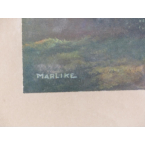 297 - An ornate gilt framed print signed Marlike 50 cm x 60cm .