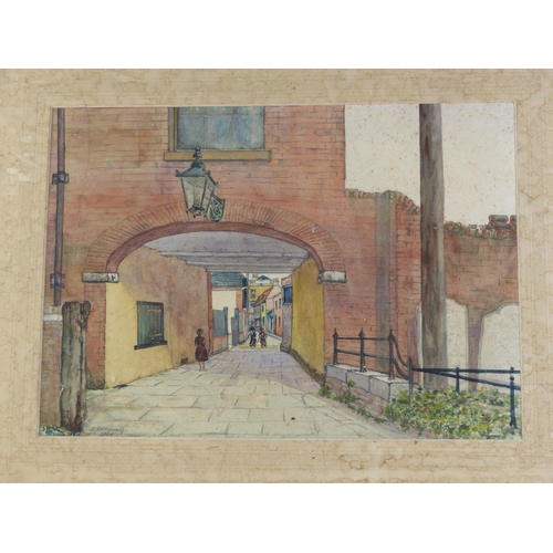 347 - An unframed watercolour 'The Boundary, Harwich' signed and dated 1934.