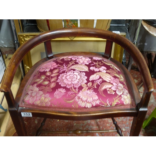 352 - A stunning antique/ Edwardian dressing table chair with inlaid design.