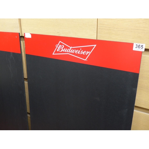 365 - Two Budweiser chalk/advertising boards.1 meter x56 cm