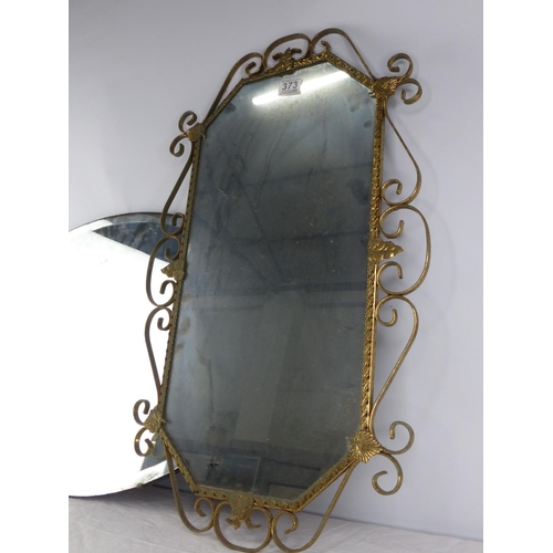 373 - A vintage frameless wall mirror and another 70 cm x 49cm .