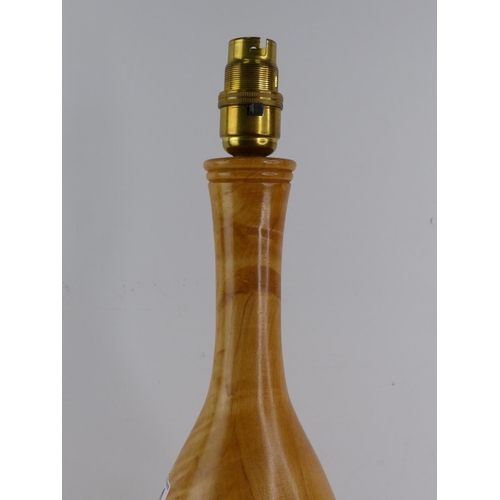 374 - A stunning large hand turned wooden table lamp base.