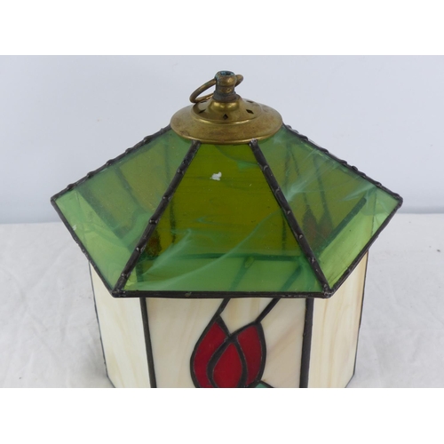 379 - A leaded glass shade/lantern.