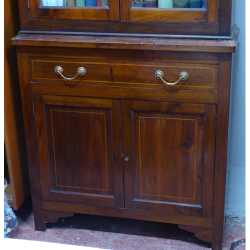 382 - A stunning antique mahogany and inlay bookcase 95cm x 77cm .