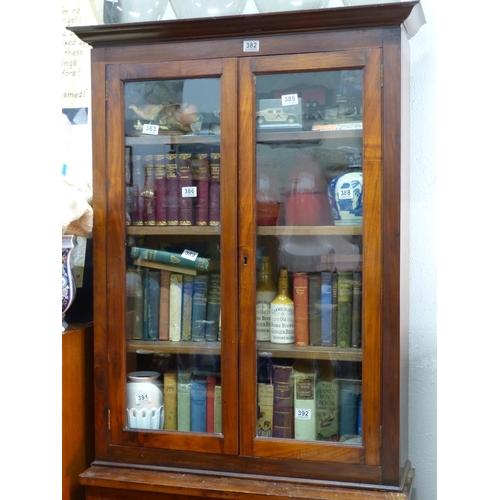 382 - A stunning antique mahogany and inlay bookcase 95cm x 77cm .