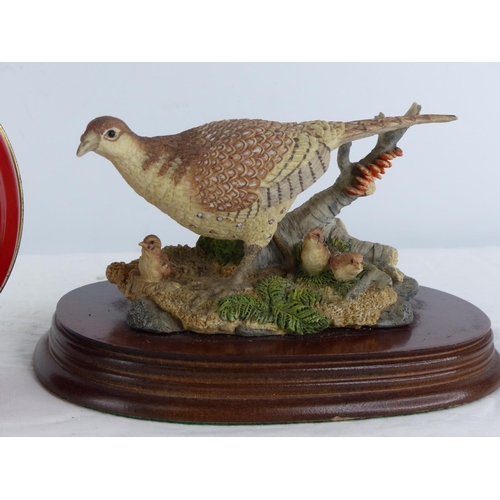 383 - A Leonard Collection 'Hen Pheasant' ornament and an alarm clock.