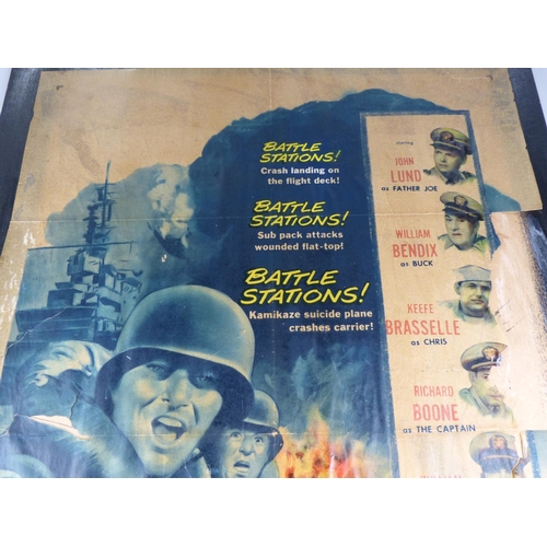 402 - A large advertising film poster on board, 'Battle Stations'.