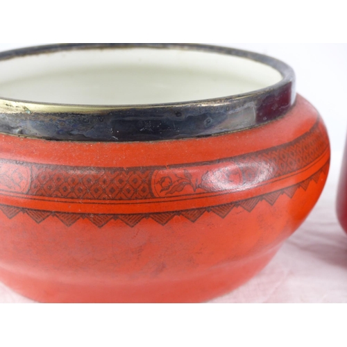 406 - A Burleigh Ware tea caddy and matching bowl.