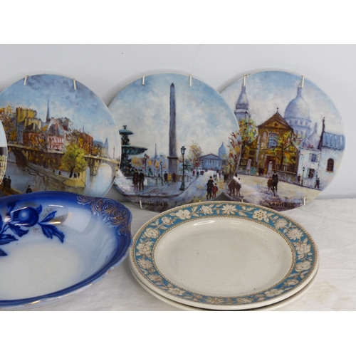 410 - A pair of Broadhurst 'Winsor' floral plates, a set of five French limited edition plates and more.