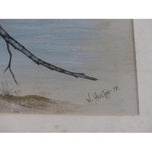 431 - A framed watercolour of a Kingfisher - W Huston 79 59cm x 44cm.