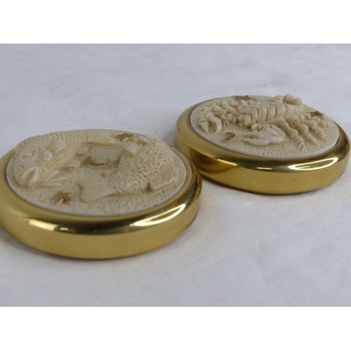 449 - Two solid brass paperweights 'Fish' and 'Lobster'.