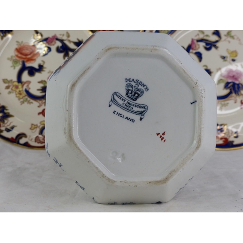 450 - Two Masons Ironstone plates and jug.