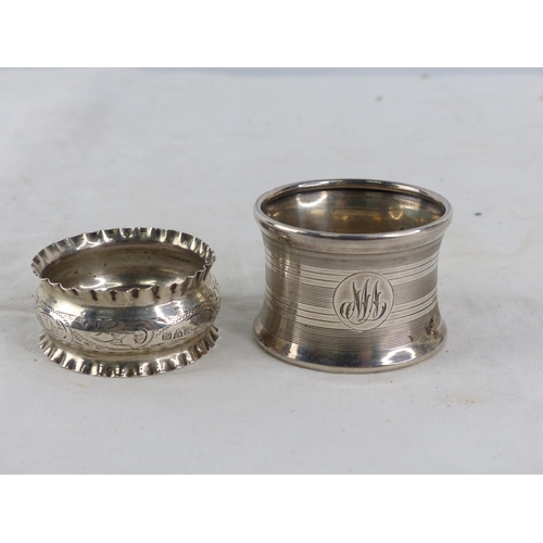 503 - A Sterling silver napkin ring and another.