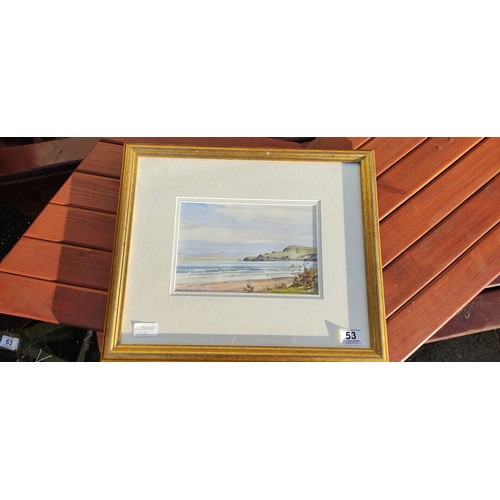 53 - A framed watercolour 'Marble Hill Strand, Donegal' signed Alymer G Armstrong.39x35