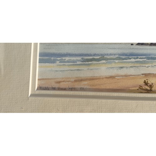 53 - A framed watercolour 'Marble Hill Strand, Donegal' signed Alymer G Armstrong.39x35