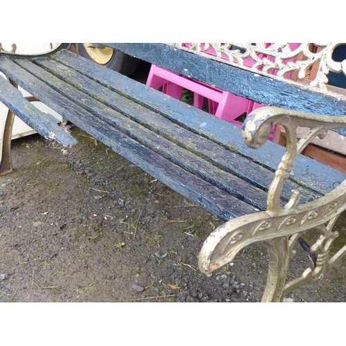 12 - A garden bench with cast iron ends for restoration.