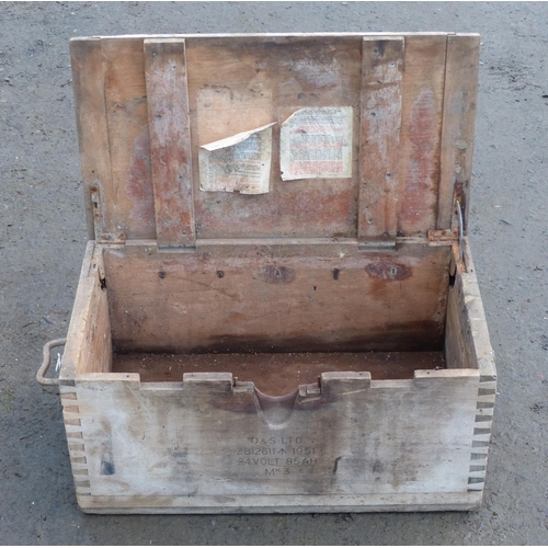 18 - A vintage wooden ammunition crate.90cm 55cm