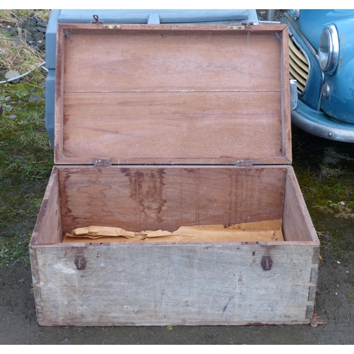 19 - A vintage wooden chest, reading, 'M W Crawford - Medical Dept'