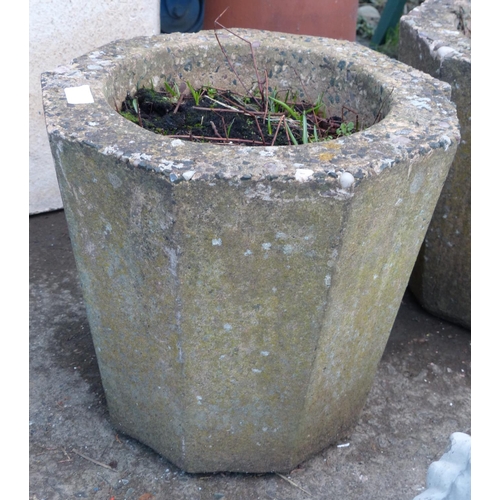 29 - A pair of Octagonal concrete planters.34cmx35