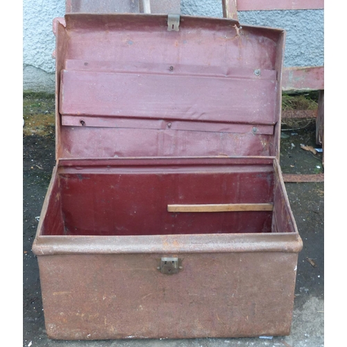 36 - A vintage metal trunk/ chest.