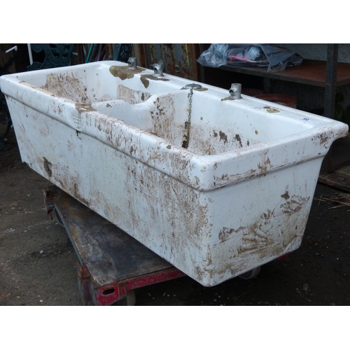 40 - An antique double Belfast sink/garden planter.2 mete long 37cmwide