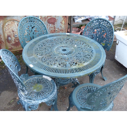 50 - A Stunning cast iron bistro garden table and four chair set.