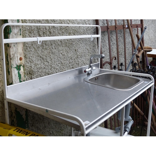 56 - A galvanised sink unit and stand