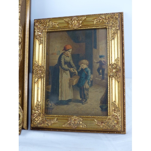 123 - A pair of antique style ornate gilt framed pictures.