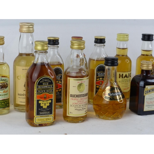 126 - A collection of miniature spirit and whisky bottles to include Coleraine Irish Whiskey, Haig, Tyrcon... 