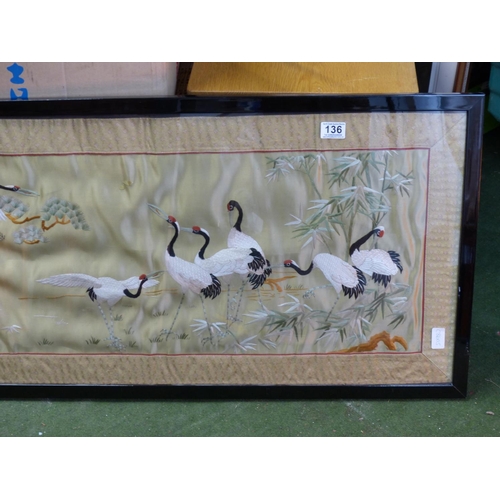 136 - A stunning large vintage/ antique framed Chinese silk panel.