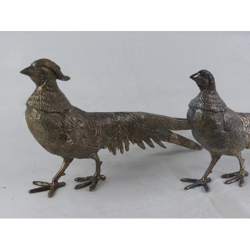 138 - A pair of Italian silver plated pheasant ornaments.