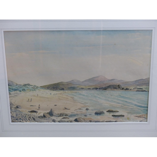 147 - A gilt framed watercolour and pencil drawing 'Five Finger Strand (or Lagy Strand), Malin, Co Donegal... 