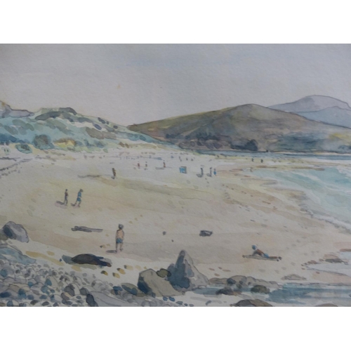 147 - A gilt framed watercolour and pencil drawing 'Five Finger Strand (or Lagy Strand), Malin, Co Donegal... 