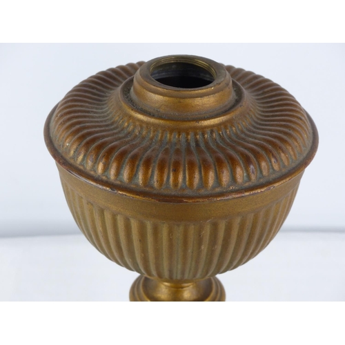 151 - An antique brass lacquered oil lamp base.